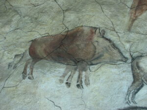 Copy of a prehistoric cave painting from the Altamira Cave depicting an eight-legged boar, which has been interpreted as an early attempt at depicting motion